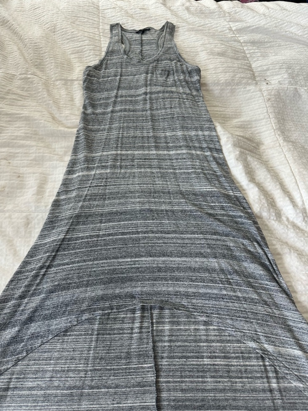 Express Gray Striped High-Low Maxi Dress